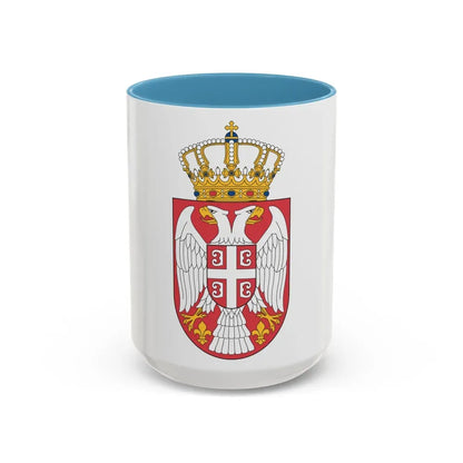 Coat of arms of Serbia 2 - Accent Coffee Mug 15oz Light Blue - Go Mug Yourself