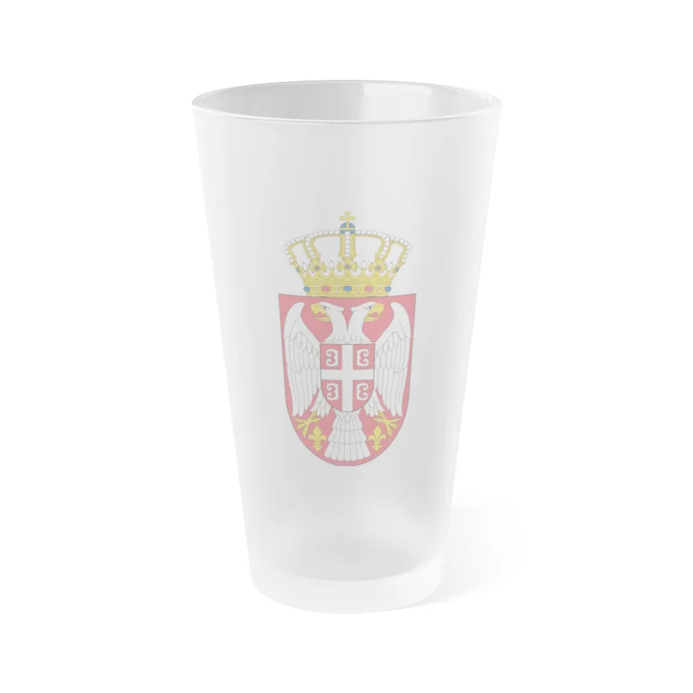 Coat of arms of Serbia 2 - Frosted Pint Glass 16oz-16oz-Frosted-Go Mug Yourself