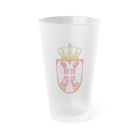 Coat of arms of Serbia 2 - Frosted Pint Glass 16oz-16oz-Frosted-Go Mug Yourself