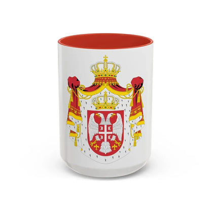 Coat of arms of Serbia (2004-2010) - Accent Coffee Mug 15oz Red - Go Mug Yourself