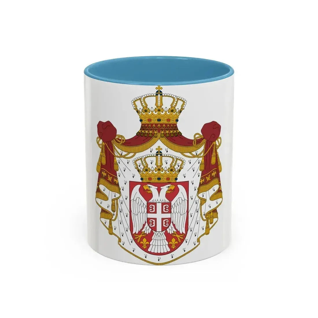 Coat of arms of Serbia - Accent Coffee Mug 11oz Light Blue - Go Mug Yourself