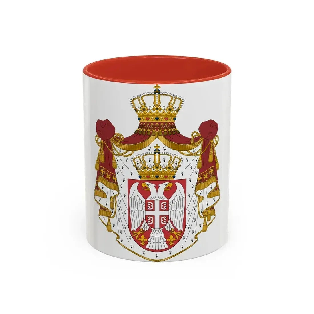 Coat of arms of Serbia - Accent Coffee Mug 11oz Red - Go Mug Yourself