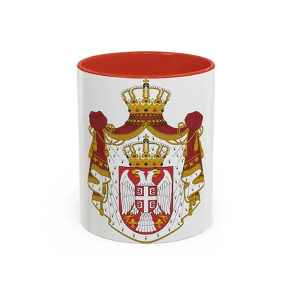Coat of arms of Serbia - Accent Coffee Mug 11oz Red - Go Mug Yourself
