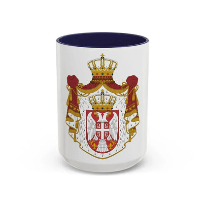 Coat of arms of Serbia - Accent Coffee Mug 15oz Navy - Go Mug Yourself