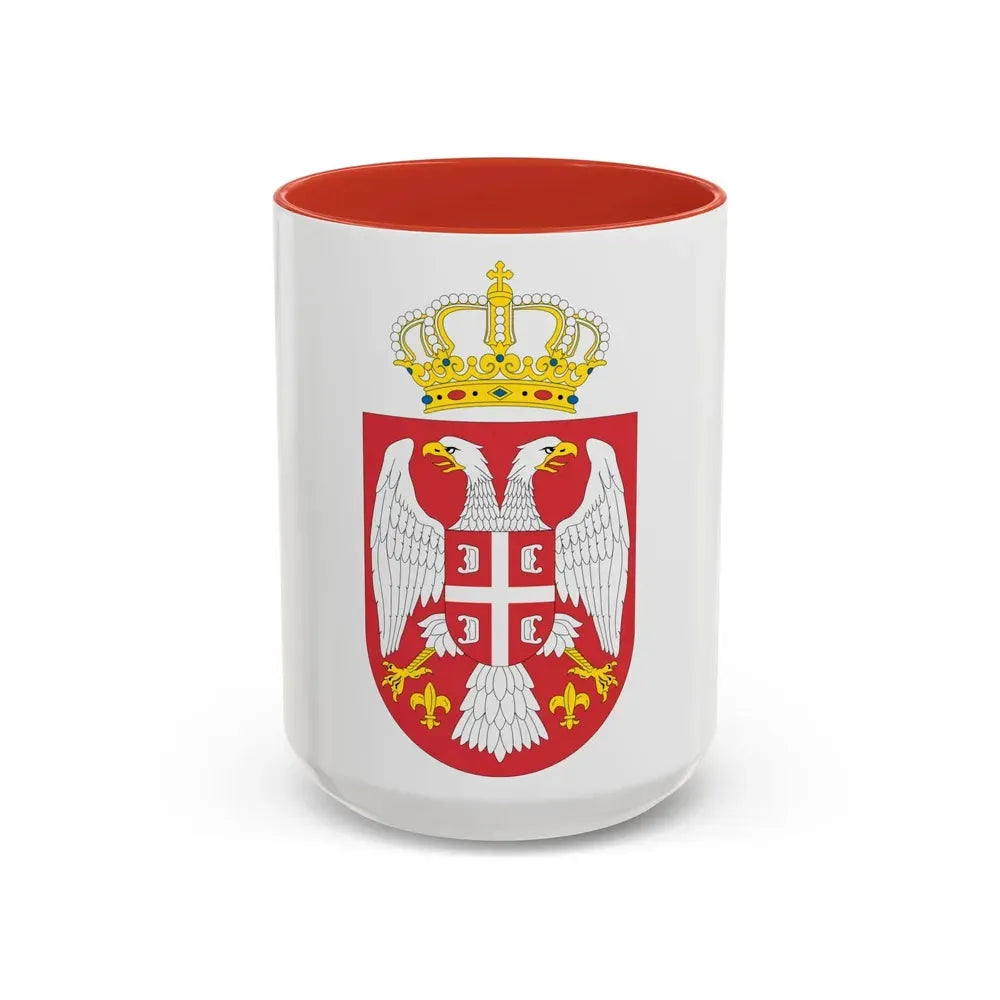 Coat of arms of Serbia small (2004 - 2010) - Accent Coffee Mug 15oz Red - Go Mug Yourself