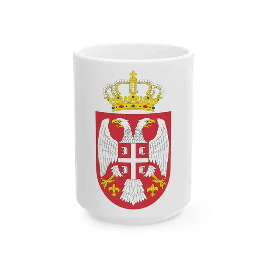 Coat of arms of Serbia small (2004 - 2010) - White Coffee Mug 15oz - Go Mug Yourself