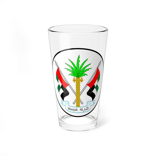 Coat of arms of Sharjah (United Arab Emirates) (Coat of Arms) Pint Glass 16oz 16oz - Go Mug Yourself