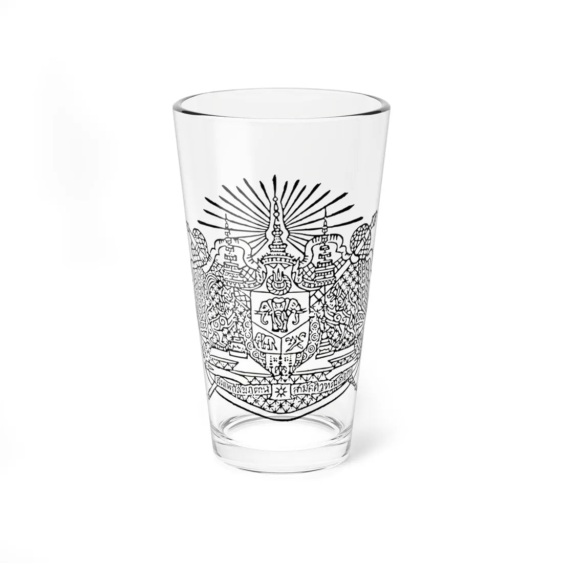 Coat of Arms of Siam black and white (Thailand) (Coat of Arms) Pint Glass 16oz 16oz - Go Mug Yourself
