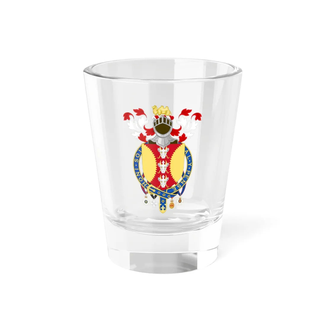 Coat of Arms of Sir David Brewer (Spain) (Coat of Arms) Shot Glass 1.5oz 1.5oz - Go Mug Yourself