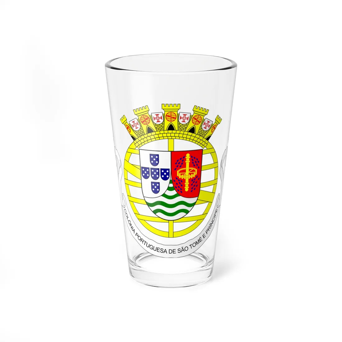 Coat of arms of São Tomé and Príncipe 1935-1951 (Portugal) (Coat of Arms) Pint Glass 16oz 16oz - Go Mug Yourself