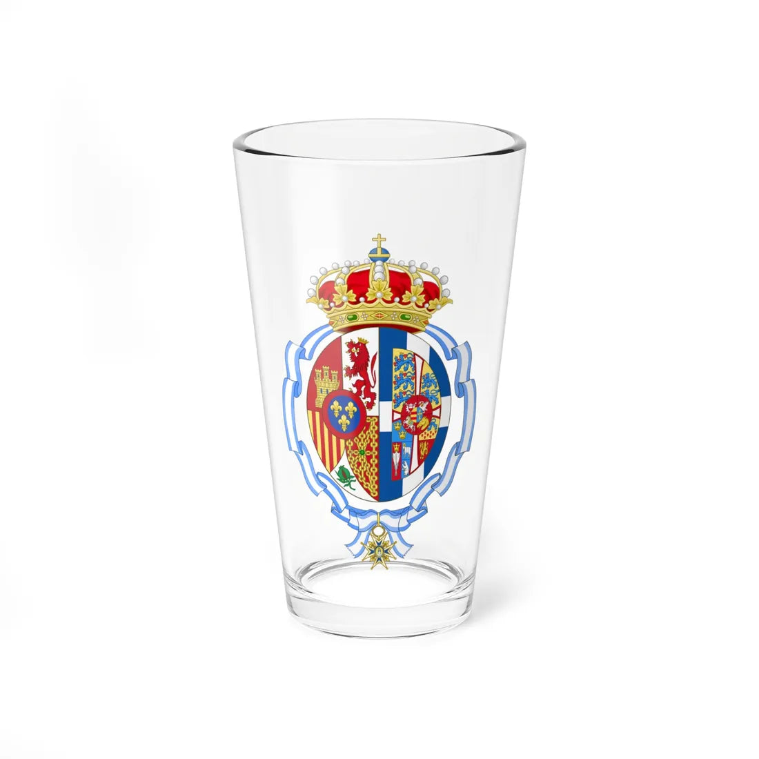 Coat of Arms of Sofía Queen of Spain 1975-1983 (Denmark) (Coat of Arms) Pint Glass 16oz 16oz - Go Mug Yourself
