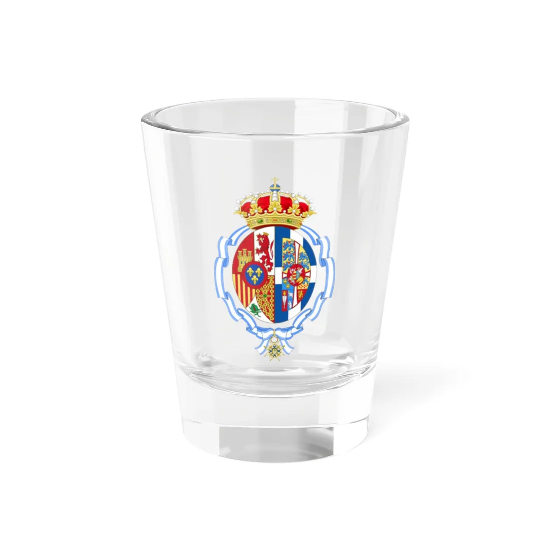 Coat of Arms of Sofía Queen of Spain 1975-1983 (Denmark) (Coat of Arms) Shot Glass 1.5oz 1.5oz - Go Mug Yourself