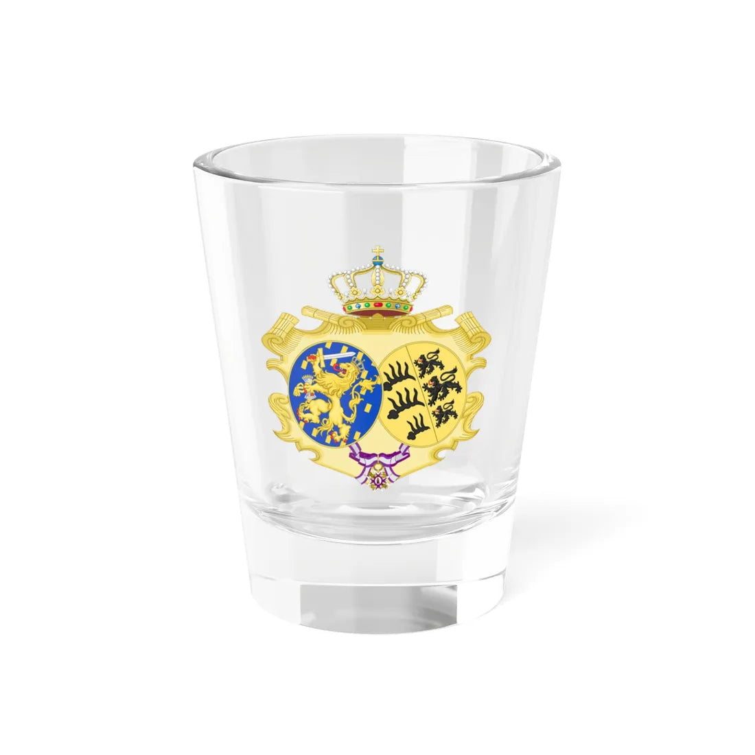 Coat of Arms of Sophie Queen of the Netherlands Order of Maria Luisa (Germany) (Coat of Arms) Shot Glass 1.5oz 1.5oz - Go Mug Yourself