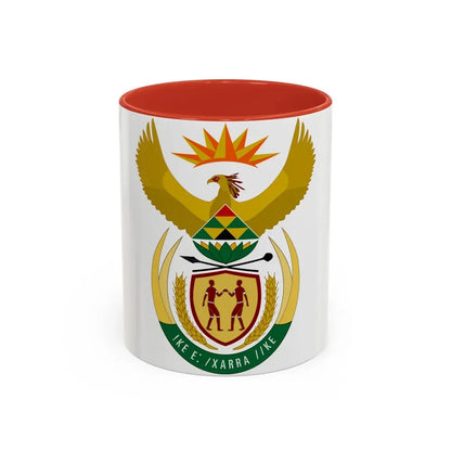 Coat of arms of South Africa - Accent Coffee Mug 11oz Red - Go Mug Yourself