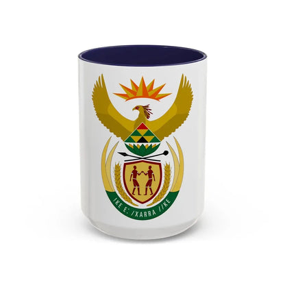 Coat of arms of South Africa - Accent Coffee Mug 15oz Navy - Go Mug Yourself