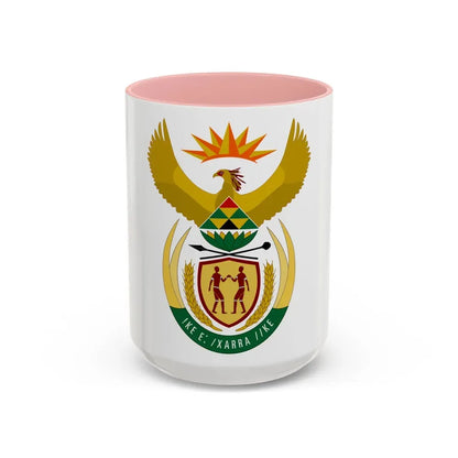 Coat of arms of South Africa - Accent Coffee Mug 15oz Pink - Go Mug Yourself