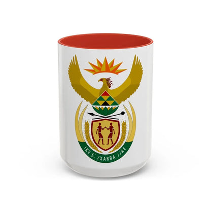 Coat of arms of South Africa - Accent Coffee Mug 15oz Red - Go Mug Yourself