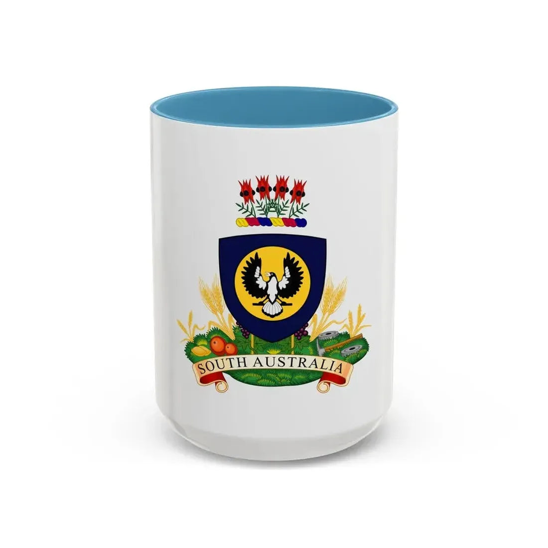 Coat of arms of South Australia - Accent Coffee Mug 15oz Light Blue - Go Mug Yourself