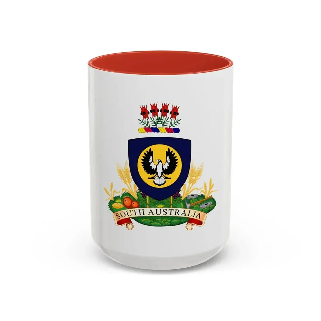 Coat of arms of South Australia - Accent Coffee Mug 15oz Red - Go Mug Yourself