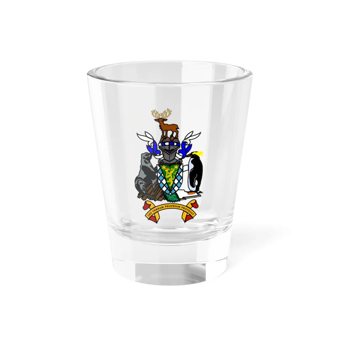 Coat of arms of South Georgia and the South Sandwich Islands (United Kingdom) (Coat of Arms) Shot Glass 1.5oz 1.5oz - Go Mug Yourself