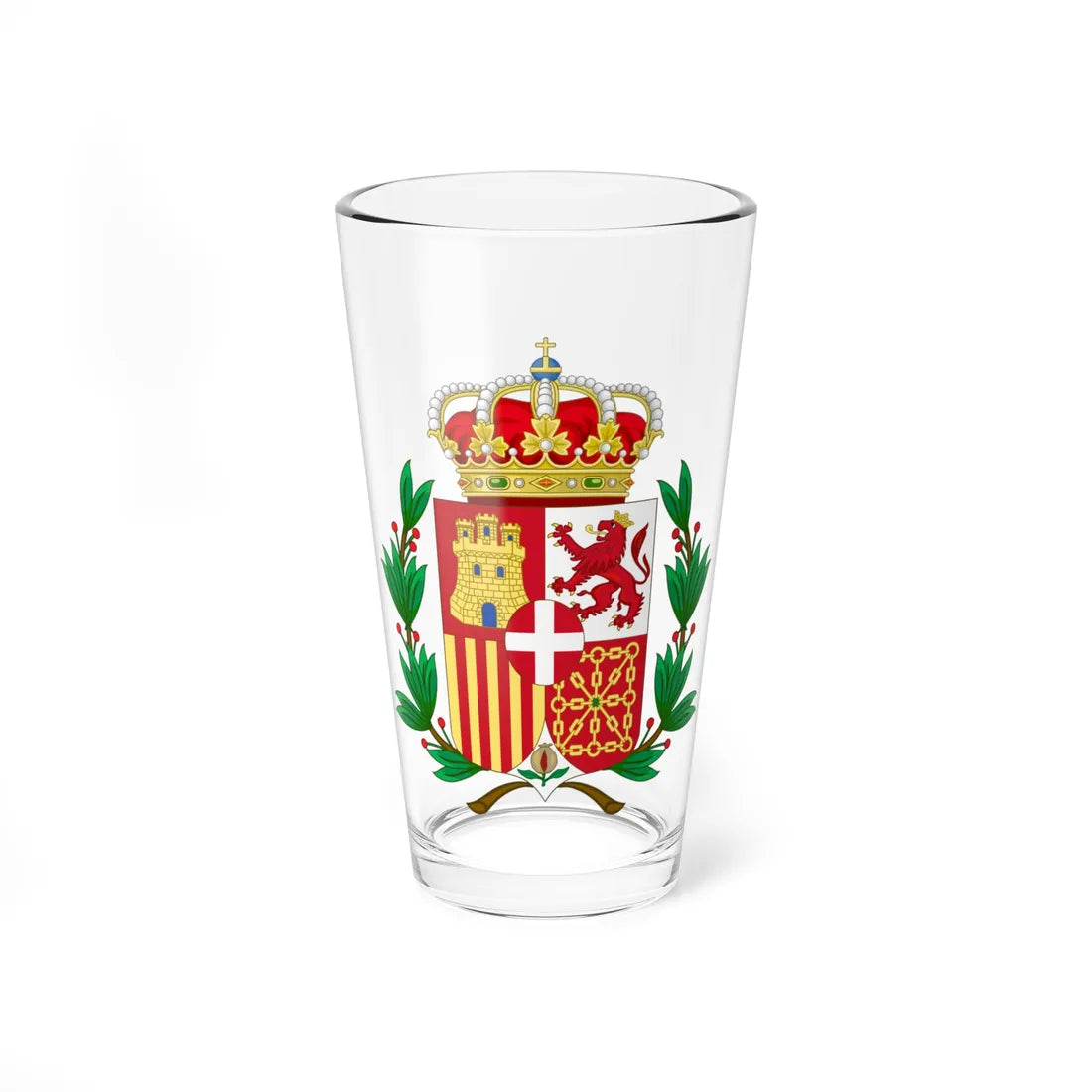 Coat of Arms of Spain 1871-1873 Laurel Variant (Spain) (Coat of Arms) Pint Glass 16oz 16oz - Go Mug Yourself