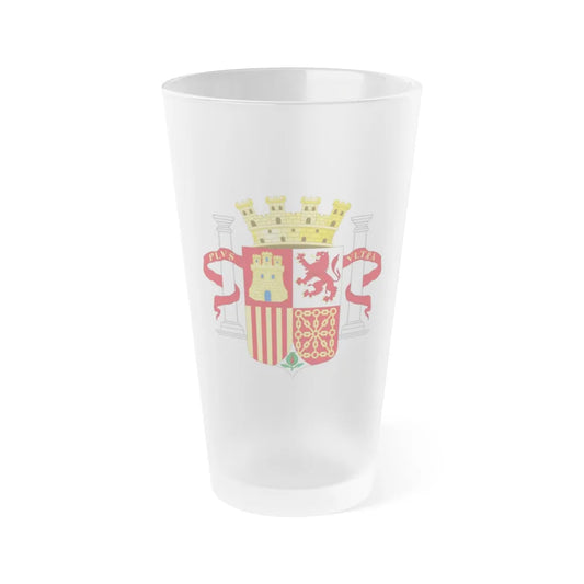 Coat of Arms of Spain (1931-1939) - Frosted Pint Glass 16oz-Go Mug Yourself