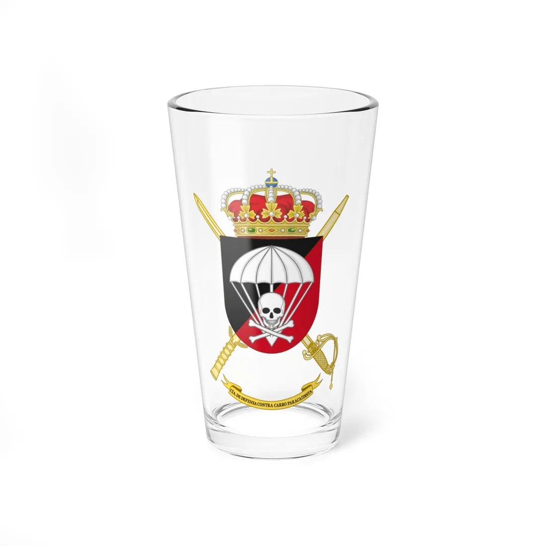Coat of Arms of Spanish Army Paratrooper Brigade Anti-Tank Defense Company (Spain) (Coat of Arms) Pint Glass 16oz 16oz - Go Mug Yourself
