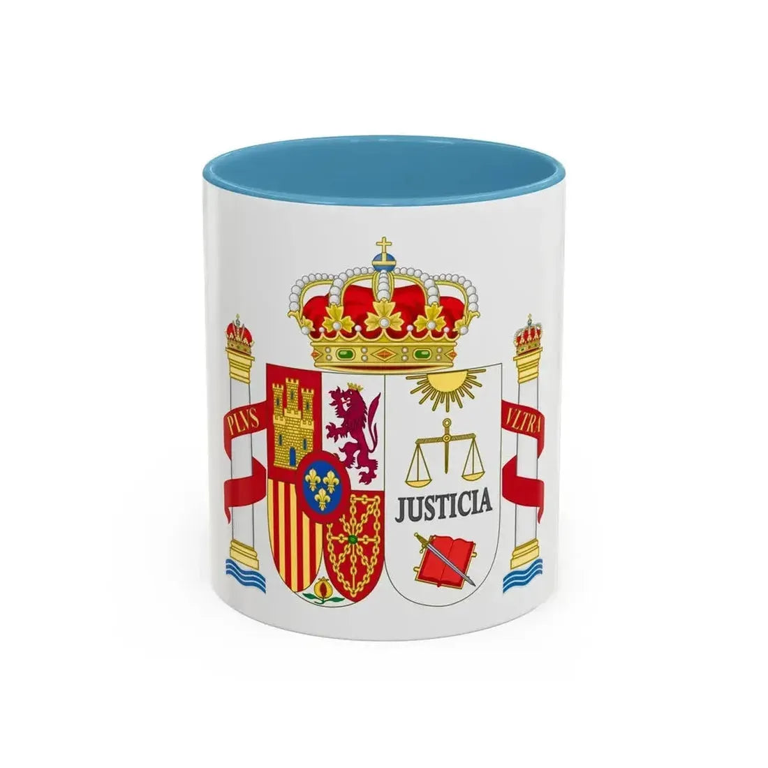 Coat of Arms of Spanish Judiciary Badges (Magistrates, Judges and Attorneys) - Accent Coffee Mug 11oz Light Blue - Go Mug Yourself