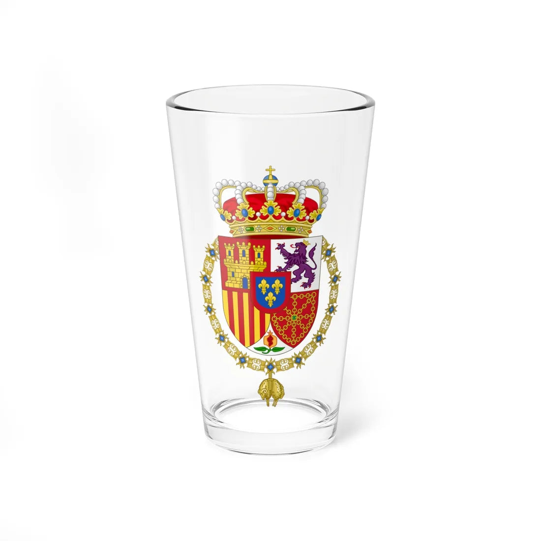Coat of Arms of Spanish Monarch corrections of heraldist requests (Spain) (Coat of Arms) Pint Glass 16oz 16oz - Go Mug Yourself