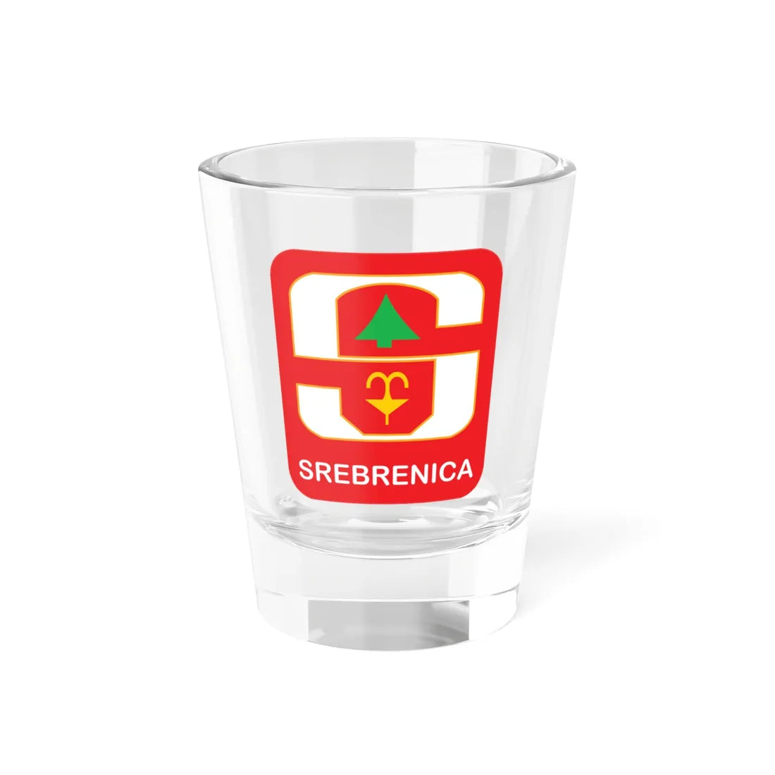 Coat of arms of Srebrenica (Bosnia and Herzegovina) (Coat of Arms) Shot Glass 1.5oz 1.5oz - Go Mug Yourself