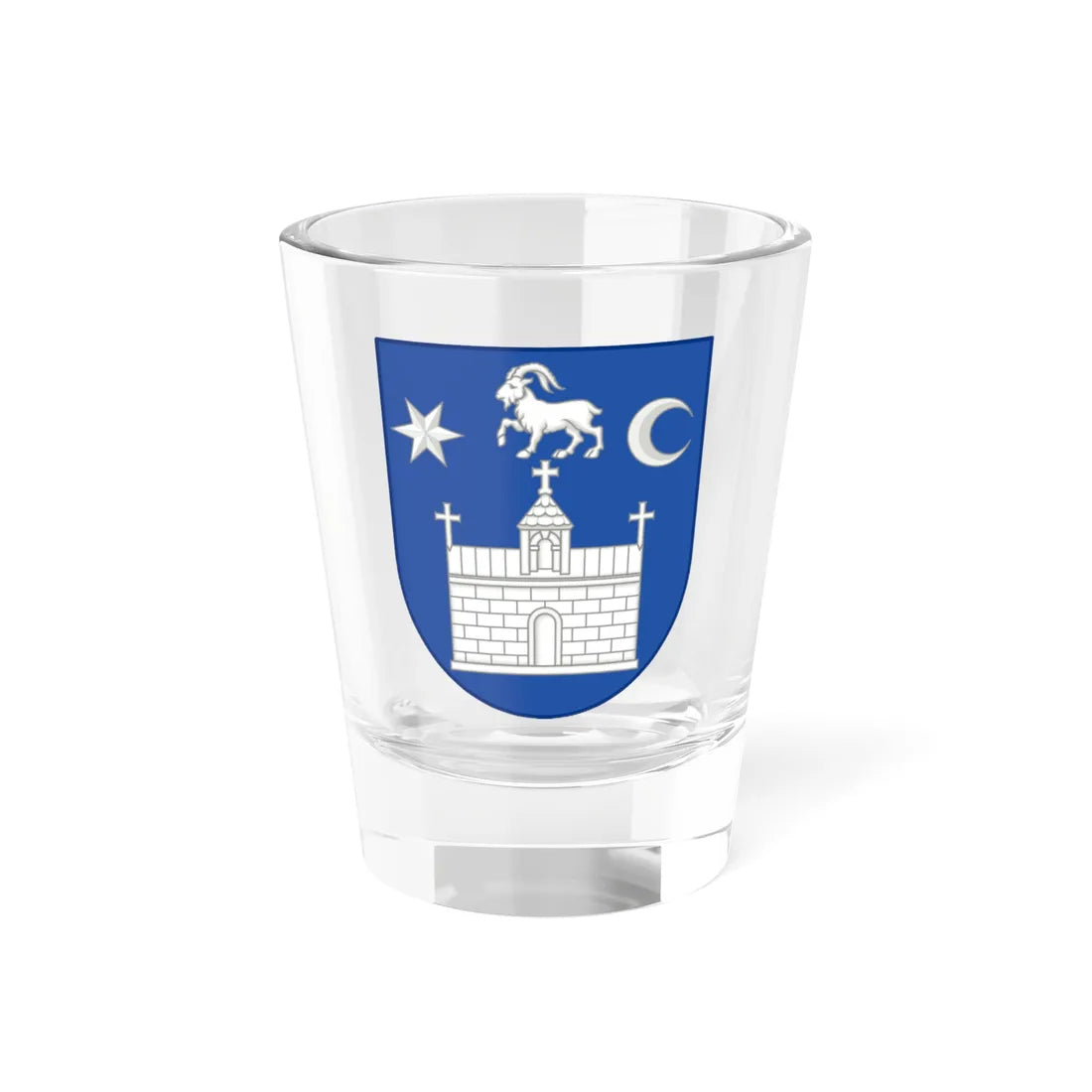 Coat of arms of Stevns Municipality 1970-2006 (Denmark) (Coat of Arms) Shot Glass 1.5oz 1.5oz - Go Mug Yourself