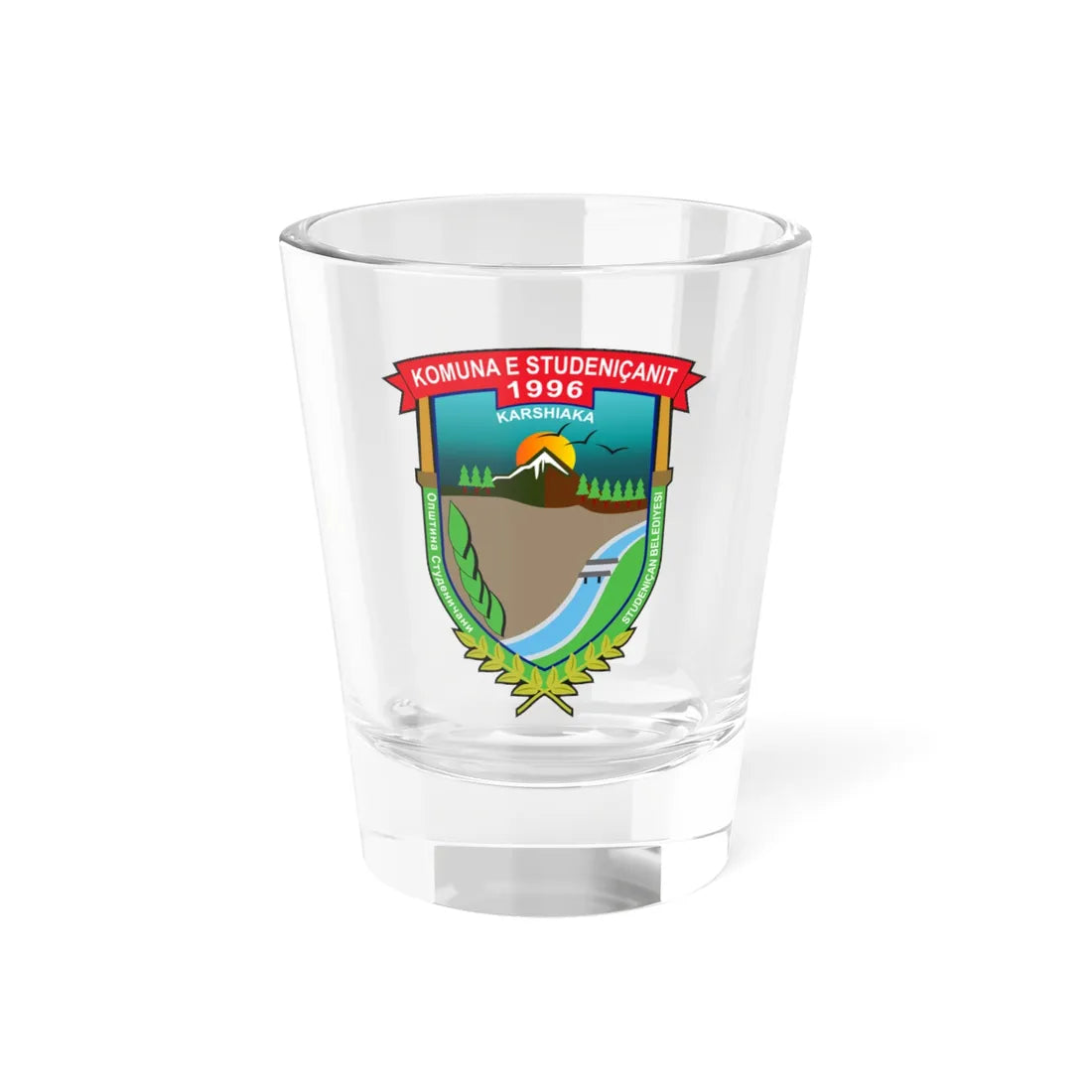 Coat of arms of Studeničani Municipality (North Macedonia) (Coat of Arms) Shot Glass 1.5oz 1.5oz - Go Mug Yourself