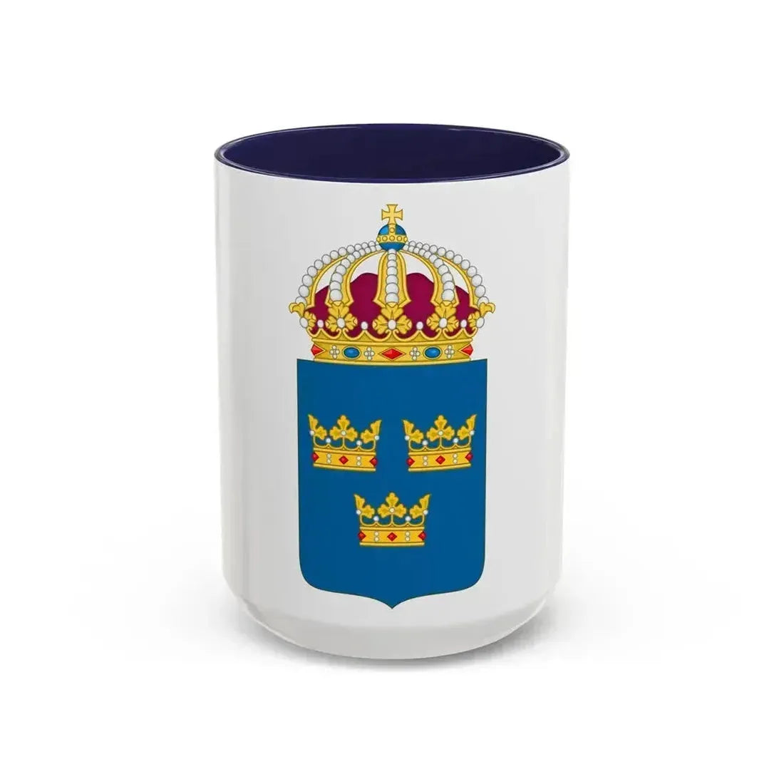 Coat of arms of Sweden - Accent Coffee Mug 15oz Navy - Go Mug Yourself