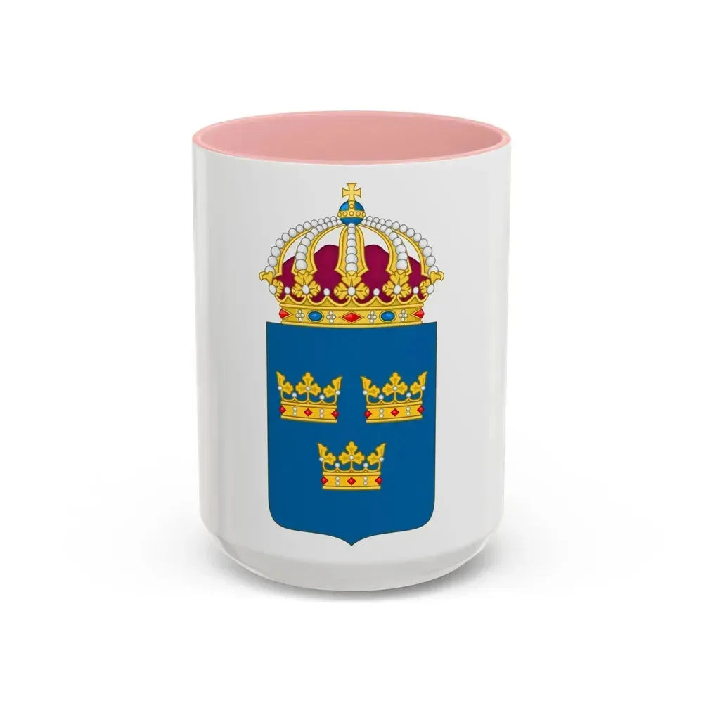 Coat of arms of Sweden - Accent Coffee Mug 15oz Pink - Go Mug Yourself