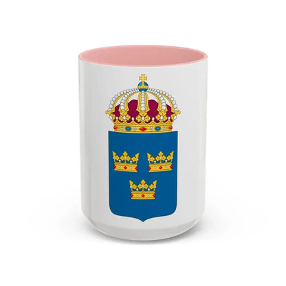 Coat of arms of Sweden - Accent Coffee Mug 15oz Pink - Go Mug Yourself
