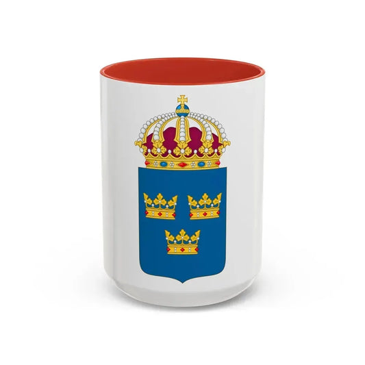 Coat of arms of Sweden - Accent Coffee Mug 15oz Red - Go Mug Yourself