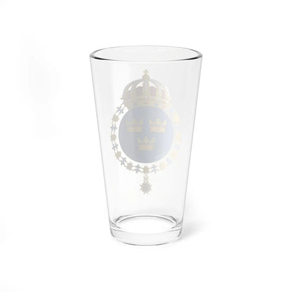 Coat of arms of Sweden round shield (Sweden) (Coat of Arms) Pint Glass 16oz - Go Mug Yourself