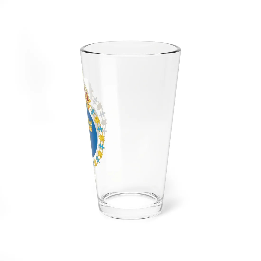 Coat of arms of Sweden round shield (Sweden) (Coat of Arms) Pint Glass 16oz - Go Mug Yourself