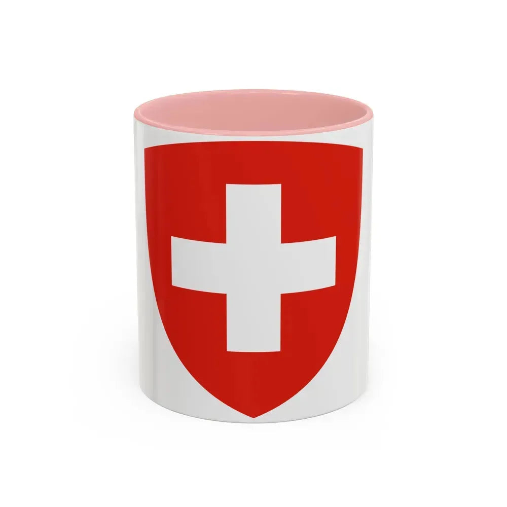 Coat of Arms of Switzerland - Accent Coffee Mug 11oz Pink - Go Mug Yourself