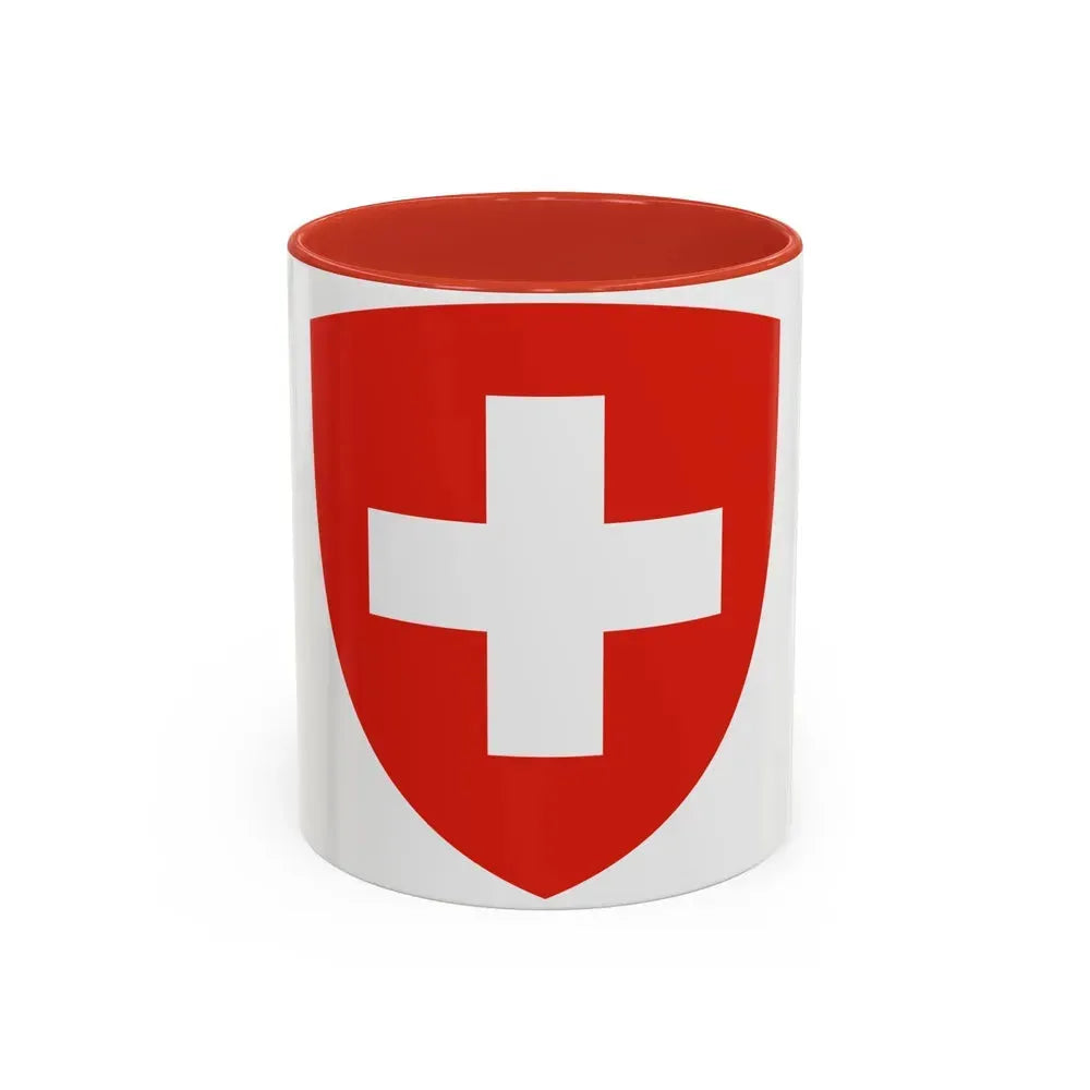 Coat of Arms of Switzerland - Accent Coffee Mug 11oz Red - Go Mug Yourself
