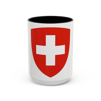 Coat of Arms of Switzerland - Accent Coffee Mug 15oz Black - Go Mug Yourself