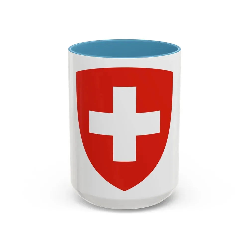 Coat of Arms of Switzerland - Accent Coffee Mug 15oz Light Blue - Go Mug Yourself
