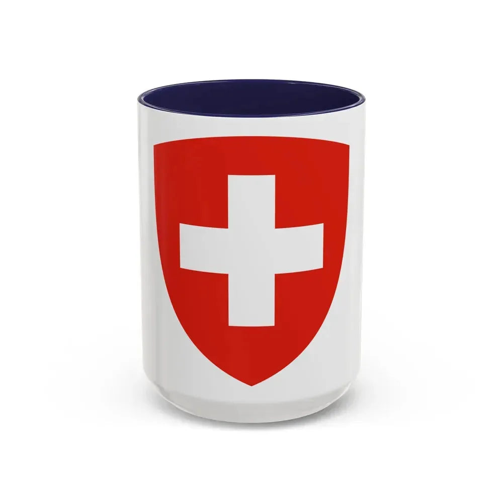 Coat of Arms of Switzerland - Accent Coffee Mug 15oz Navy - Go Mug Yourself