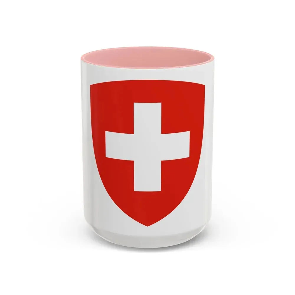 Coat of Arms of Switzerland - Accent Coffee Mug 15oz Pink - Go Mug Yourself