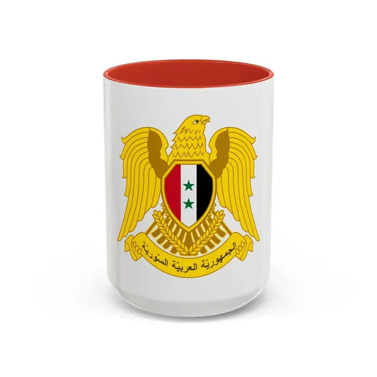 Coat of arms of Syria - Accent Coffee Mug 15oz Red - Go Mug Yourself