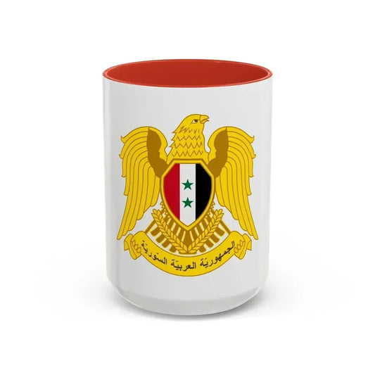 Coat of arms of Syria - Accent Coffee Mug 15oz Red - Go Mug Yourself