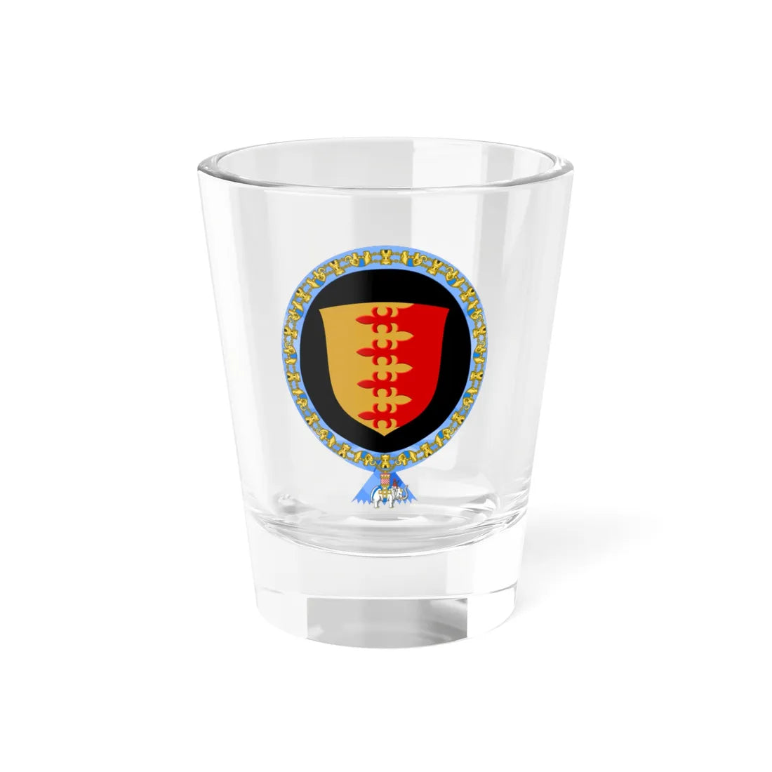 Coat of Arms of Tarja Halonen Order of the Elephant (Denmark) (Coat of Arms) Shot Glass 1.5oz 1.5oz - Go Mug Yourself
