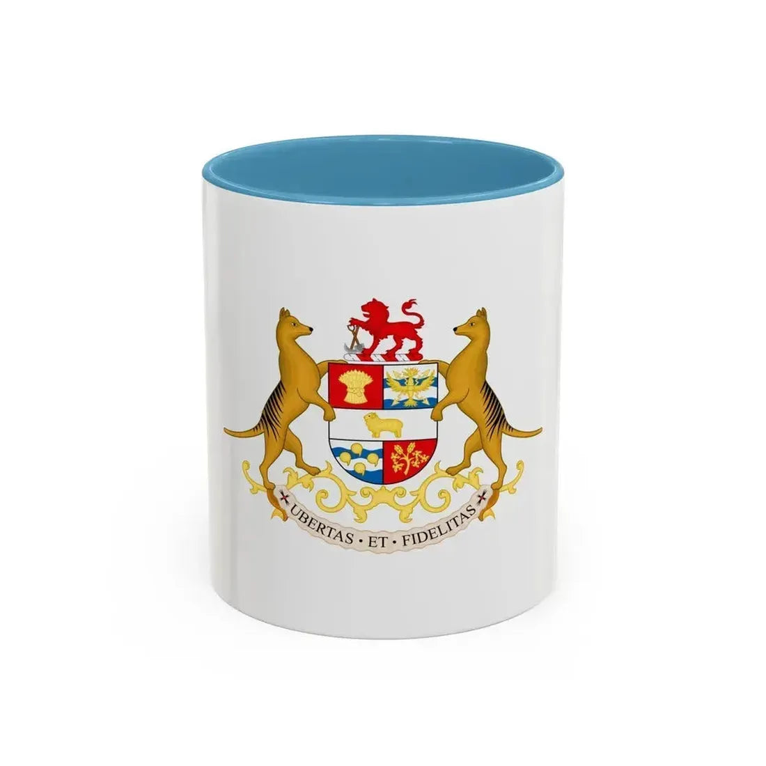 Coat of arms of Tasmania - Accent Coffee Mug 11oz Light Blue - Go Mug Yourself