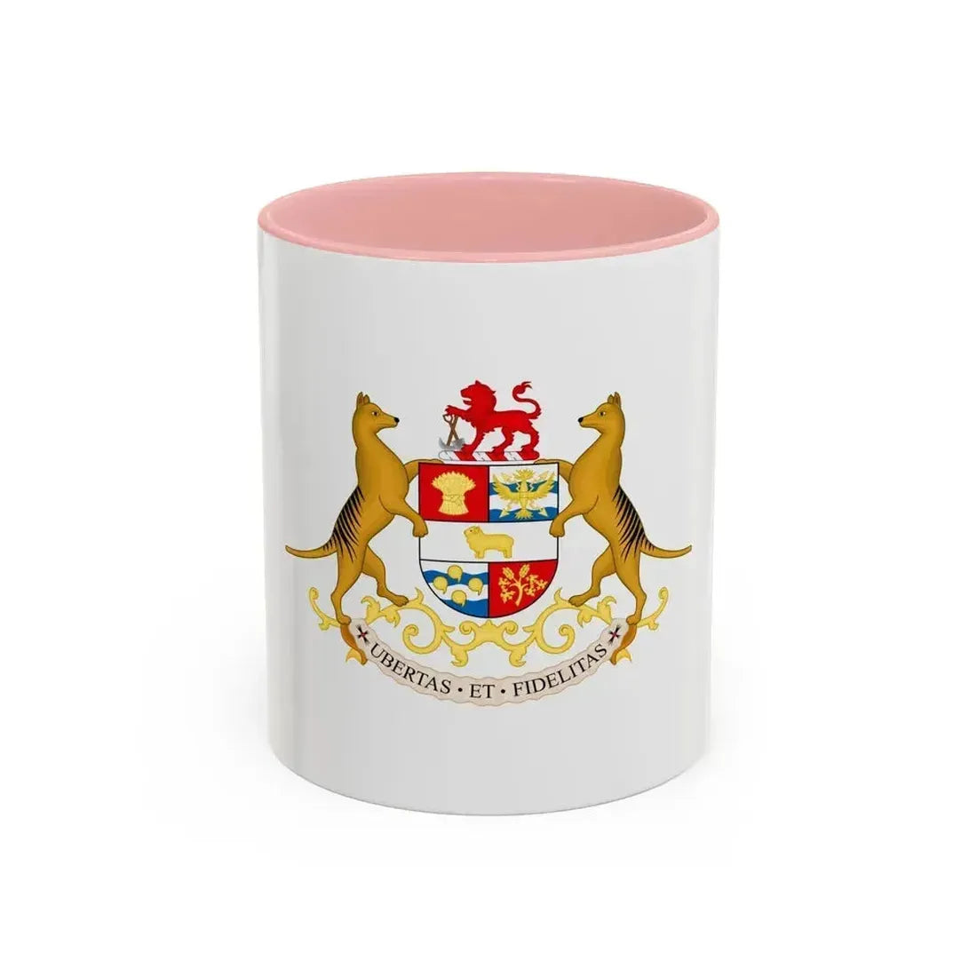 Coat of arms of Tasmania - Accent Coffee Mug 11oz Pink - Go Mug Yourself