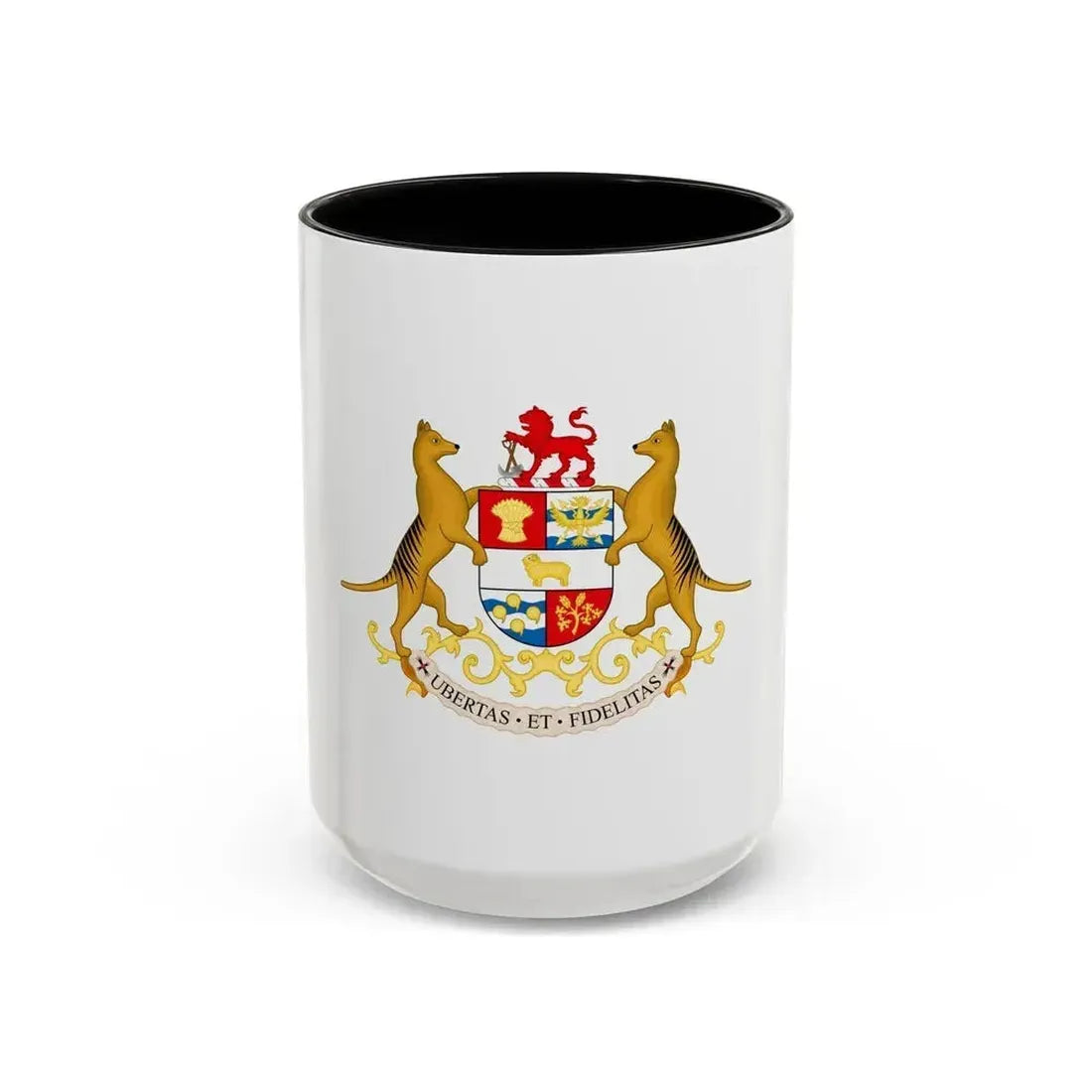 Coat of arms of Tasmania - Accent Coffee Mug 15oz Black - Go Mug Yourself
